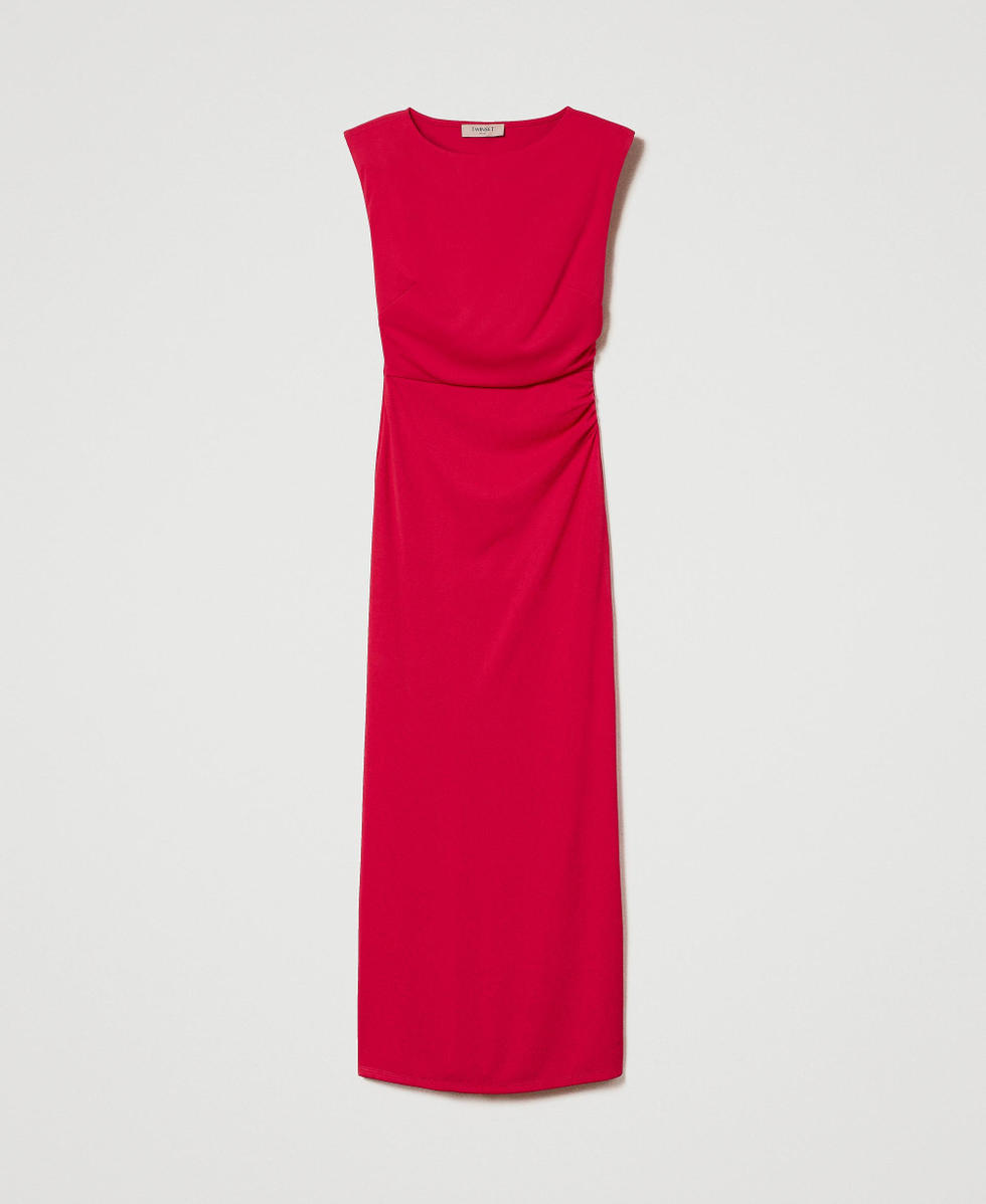 Long dress with gathering "Bright Rose&rdquo; Pink Woman 241TE2057_10802_S0