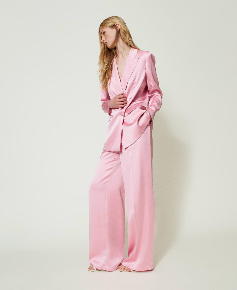 Pantaloni a palazzo in raso Rosa "Bright Pink" Donna 241TE2081-01