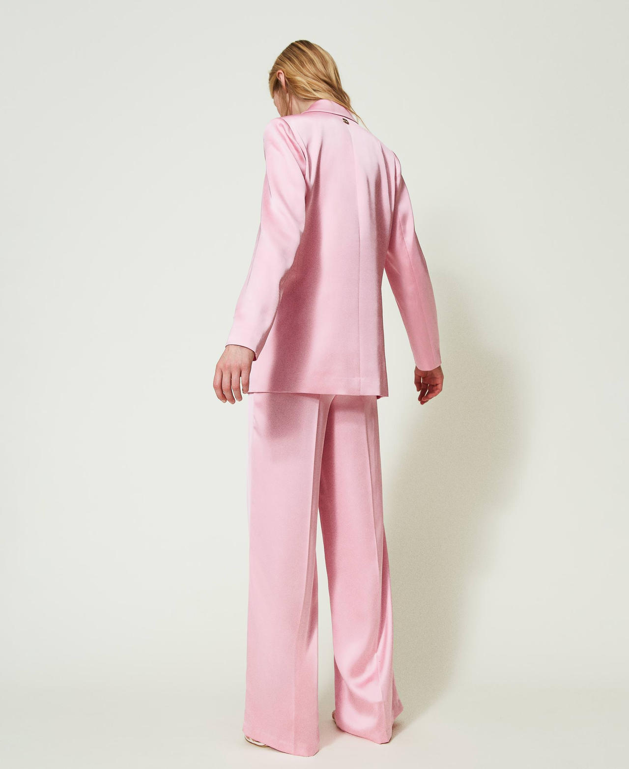 Pantaloni a palazzo in raso Rosa "Bright Pink" Donna 241TE2081-03