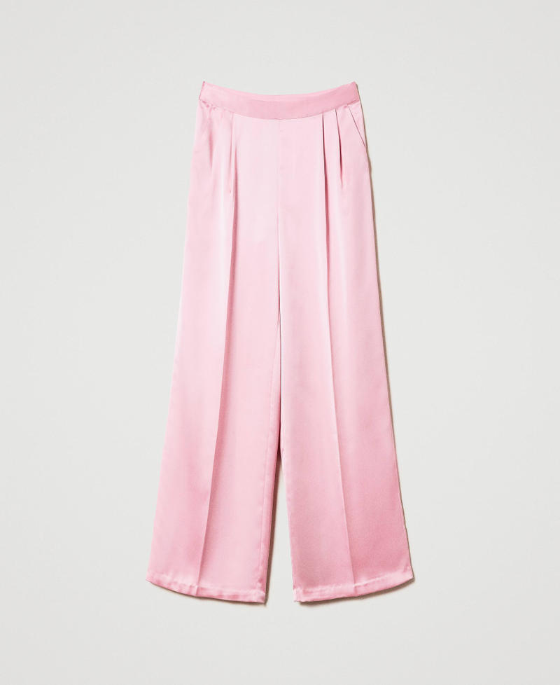 Pantalon palazzo en satin Rose « Bright Pink » Femme 241TE2081-0S