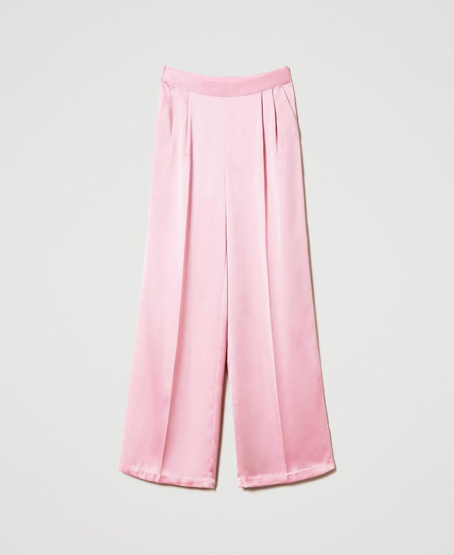 Satin palazzo trousers "Bright Pink" Woman 241TE2081_11423_S0