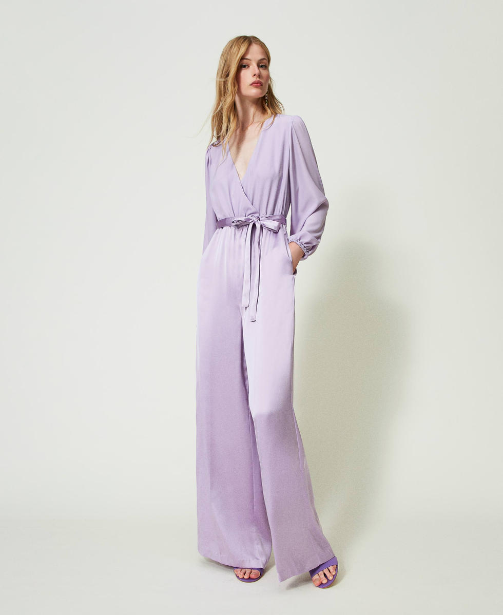 Purple satin jumpsuit discount