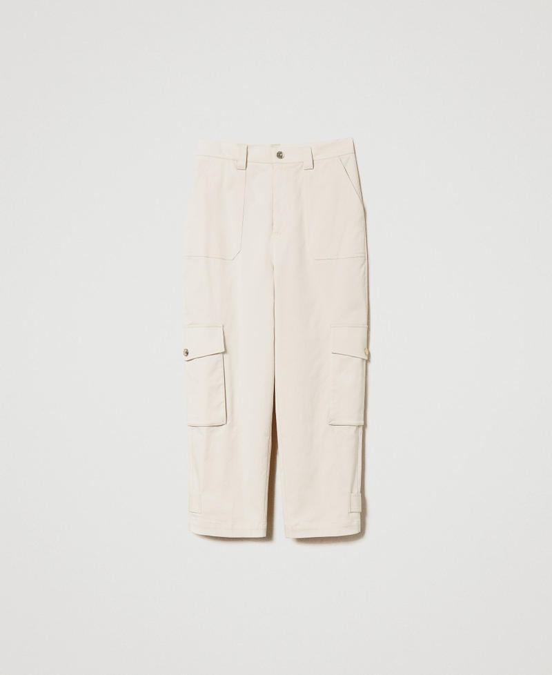 Pantalon cargo en gabardine Blanc Neige Femme 241TE2100-0S