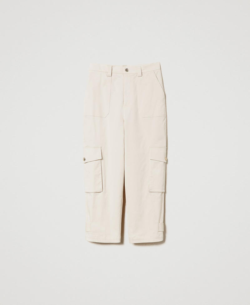 Gabardine cargo trousers White Snow Woman 241TE2100_00282_0S