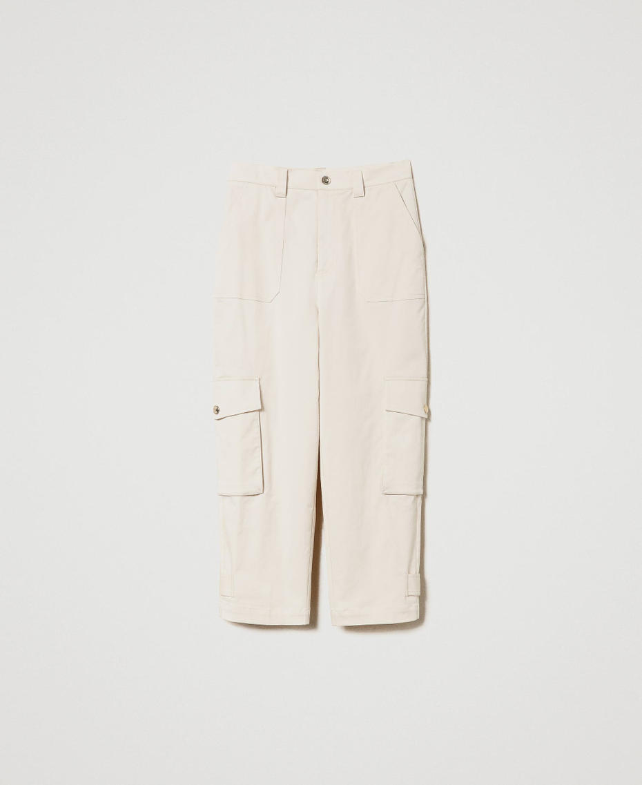 Pantalon cargo en gabardine Blanc Neige Femme 241TE2100-0S