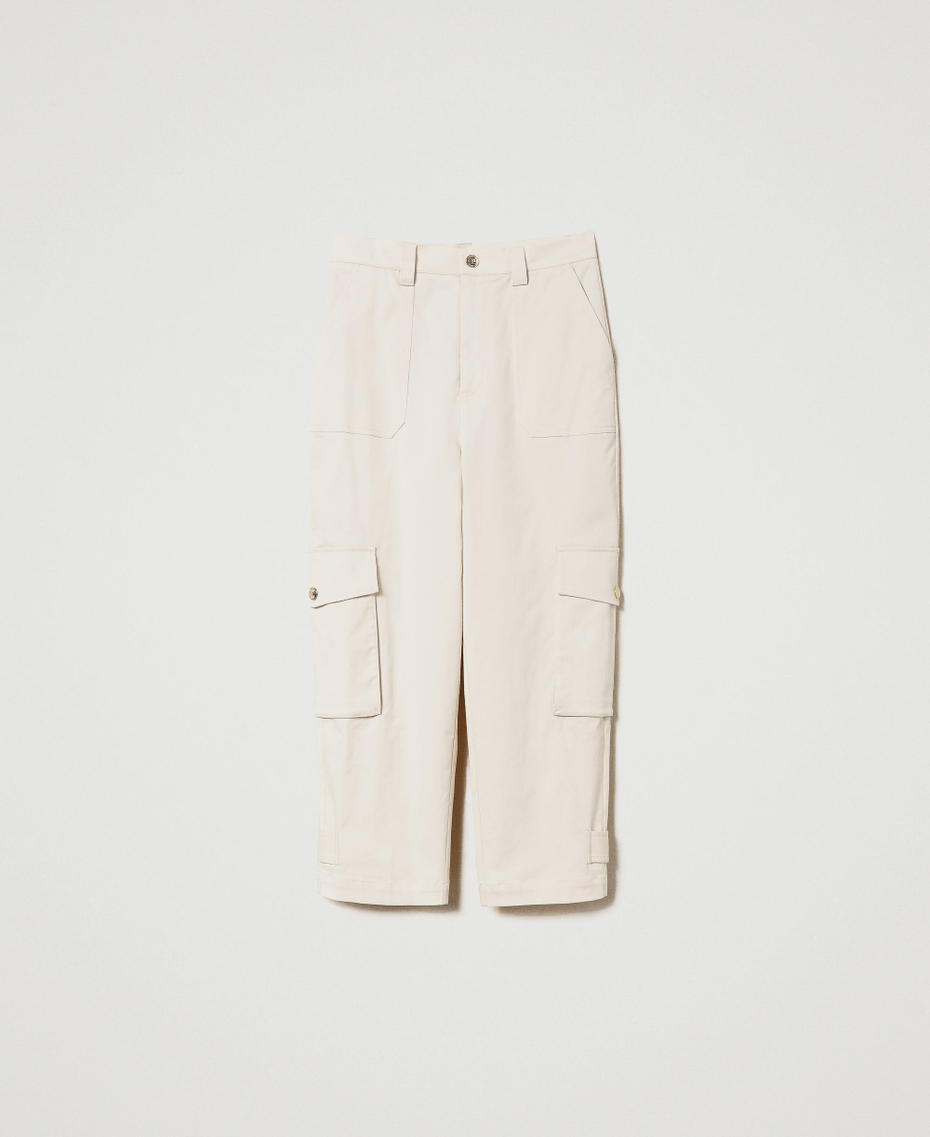 Gabardine cargo trousers White Snow Woman 241TE2100_00282_S0