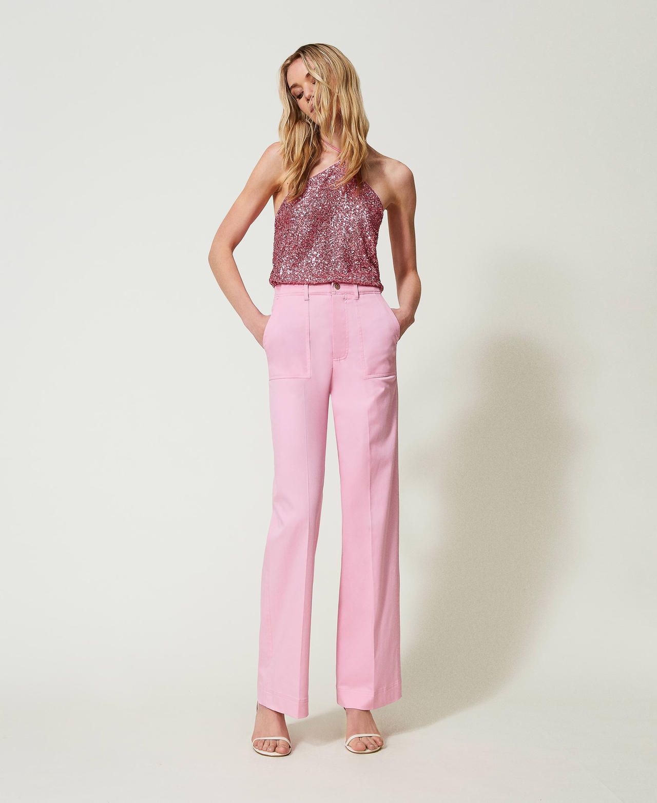 Palazzohose aus Gabardine