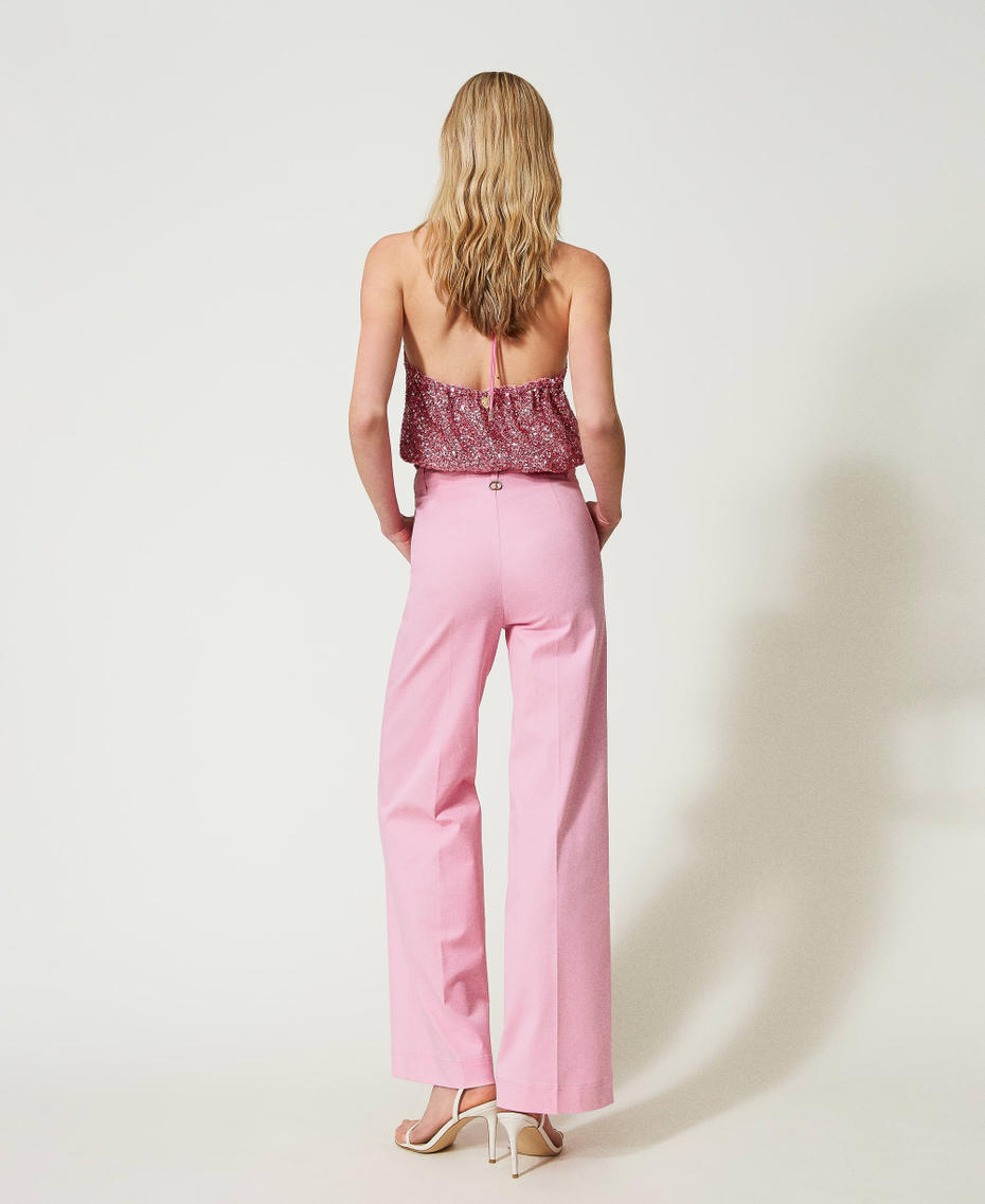 Gabardine palazzo trousers "Bright Pink" Woman 241TE2101_11423_03