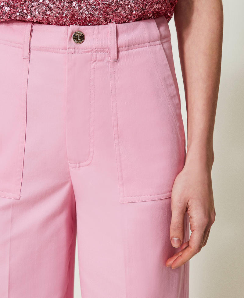 Gabardine palazzo trousers "Bright Pink" Woman 241TE2101_11423_04