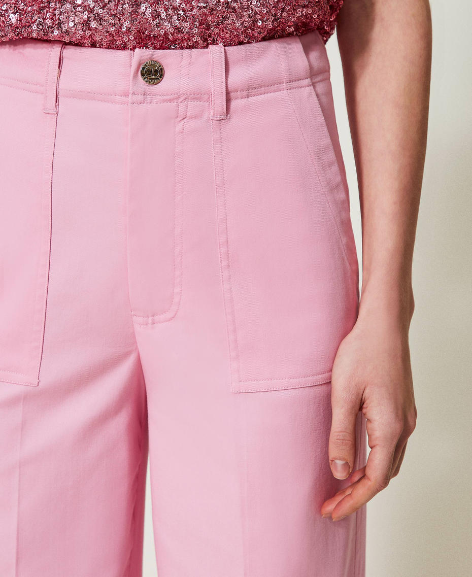 Gabardine palazzo trousers "Bright Pink" Woman 241TE2101-04