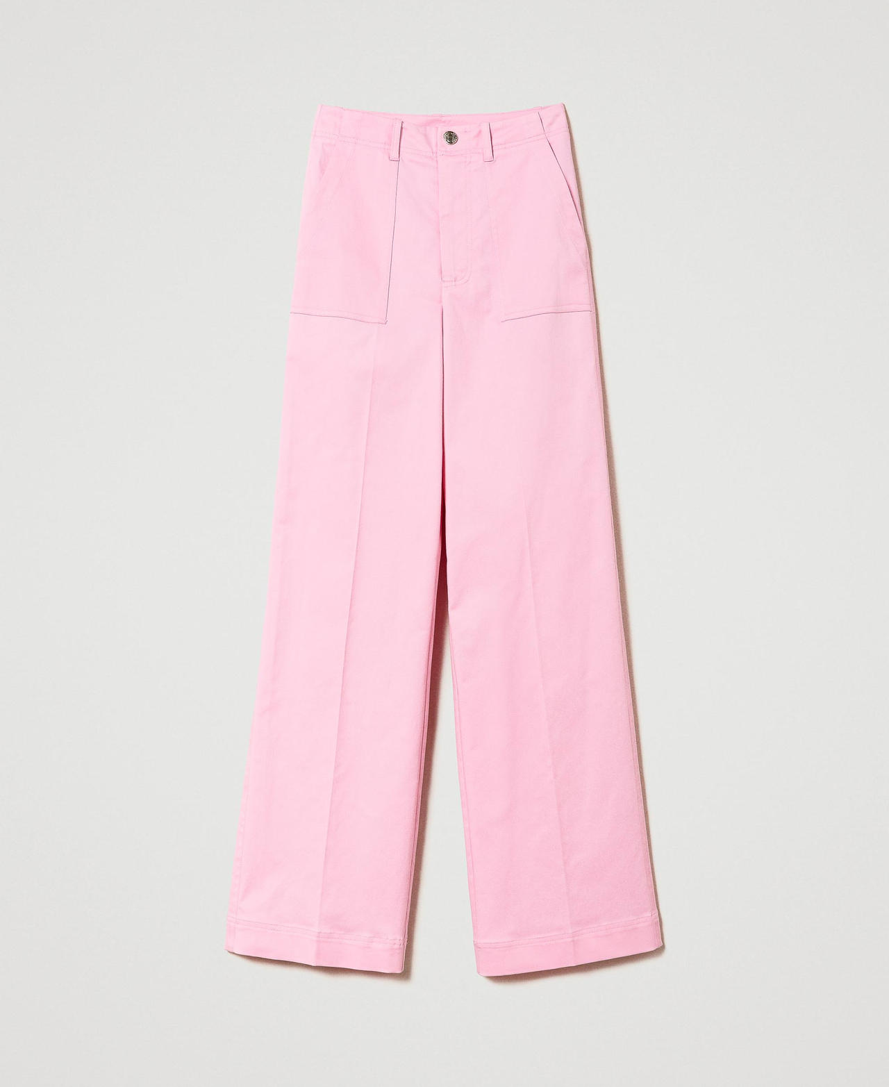 Pantaloni a palazzo in gabardina Rosa "Bright Pink" Donna 241TE2101-0S