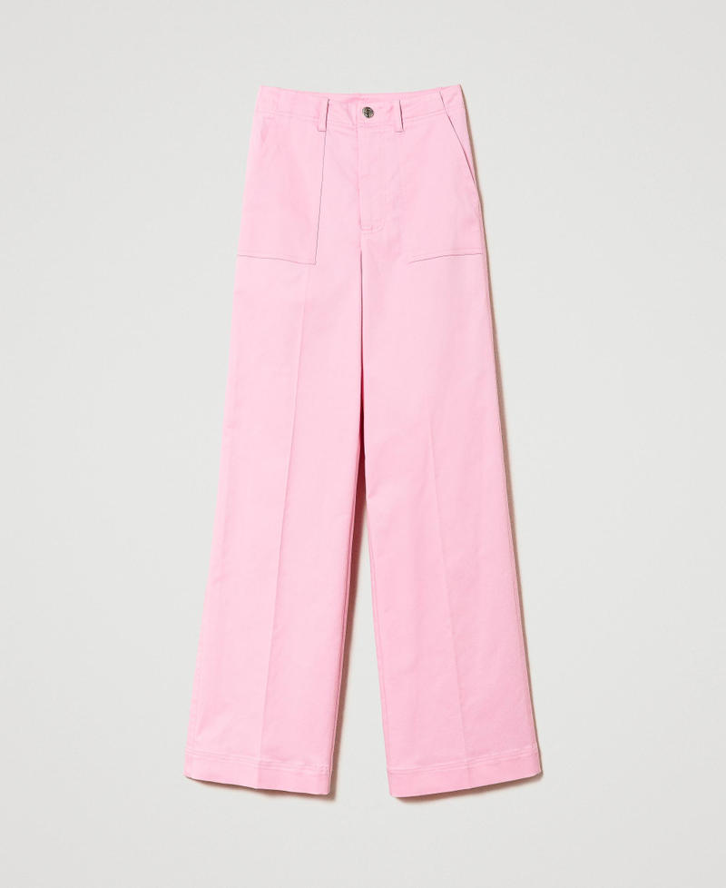 Gabardine palazzo trousers "Bright Pink" Woman 241TE2101_11423_0S