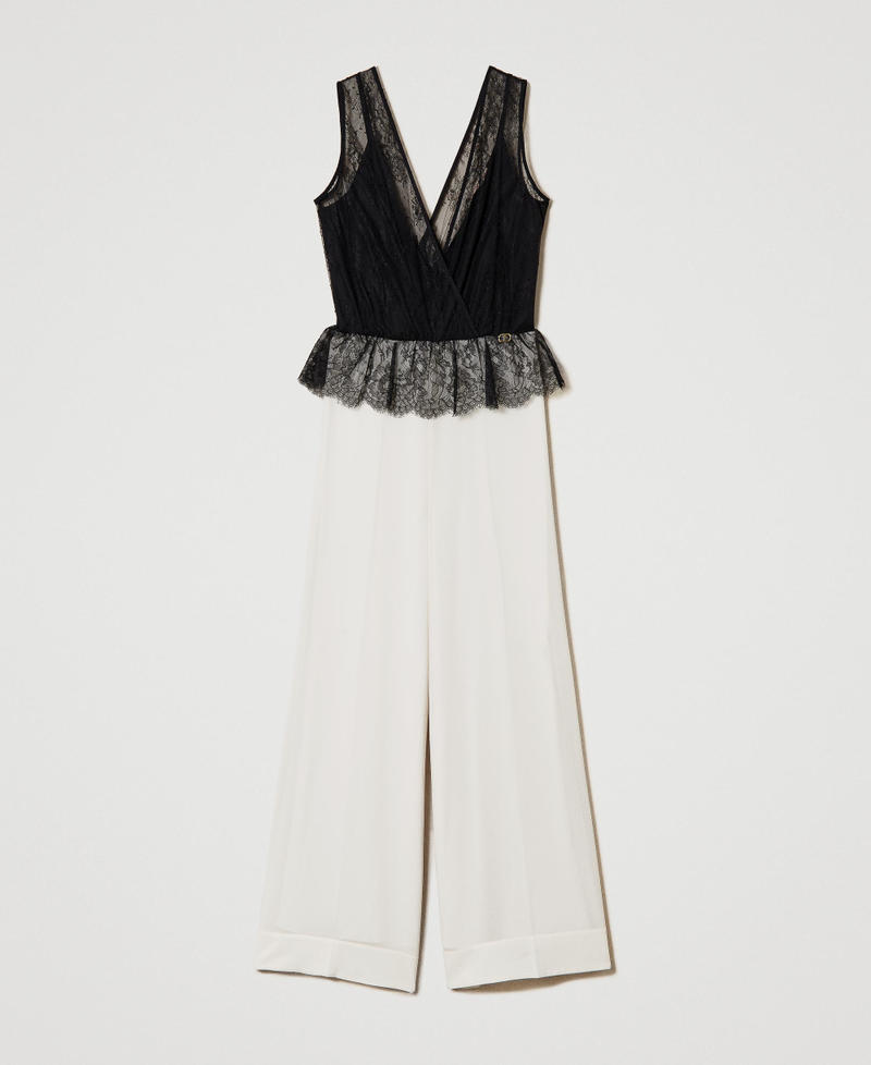 Wide-Leg-Jumpsuit mit Chantillyspitze