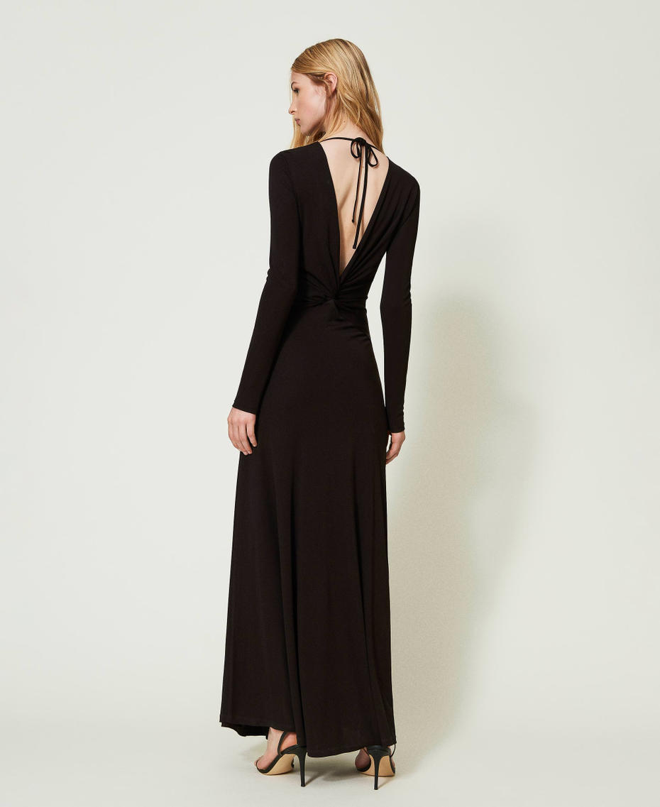 Long fitted dress with knot Black Woman 241TE2130_00006_01