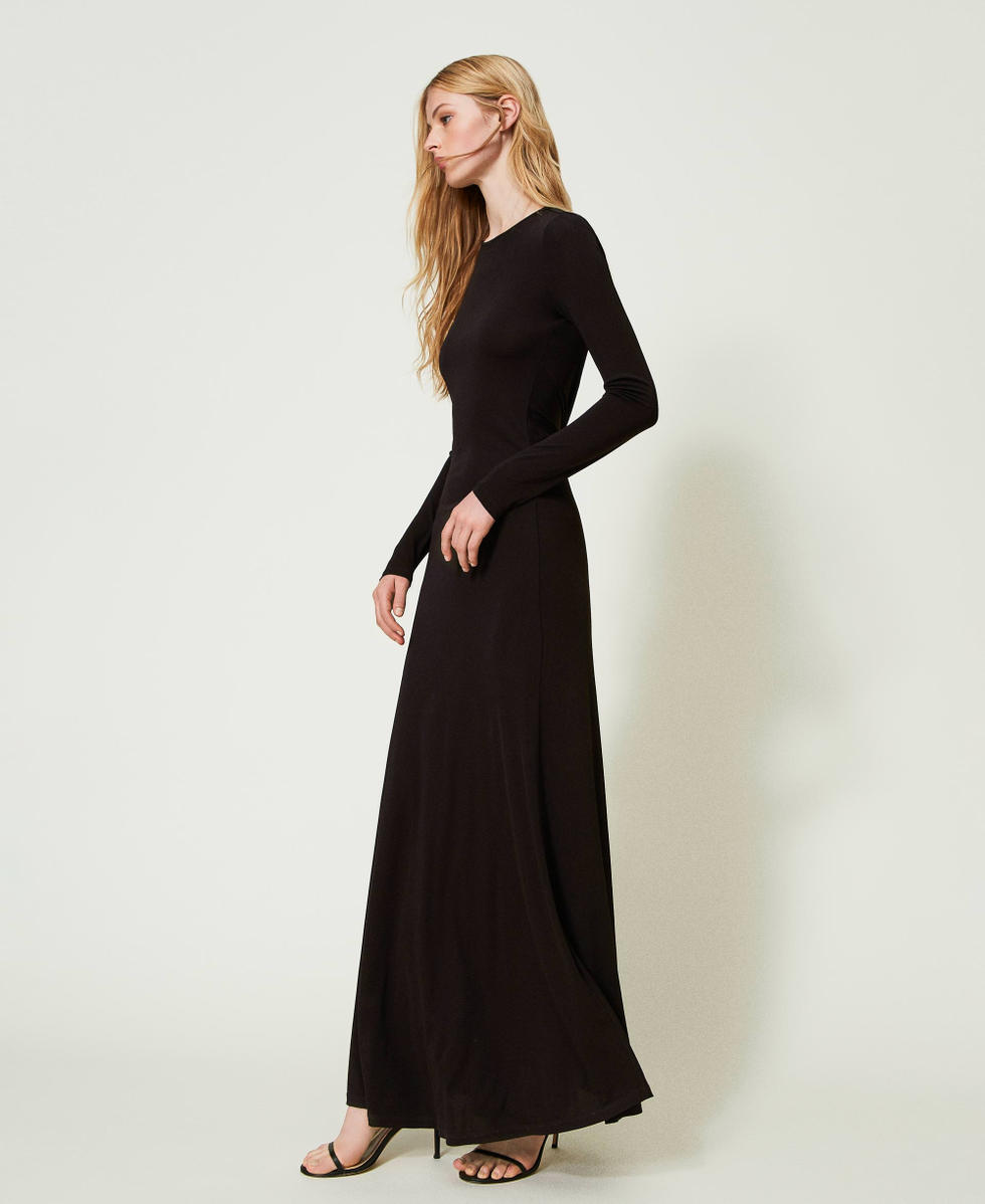 Long fitted dress with knot Woman Black TWINSET Milano