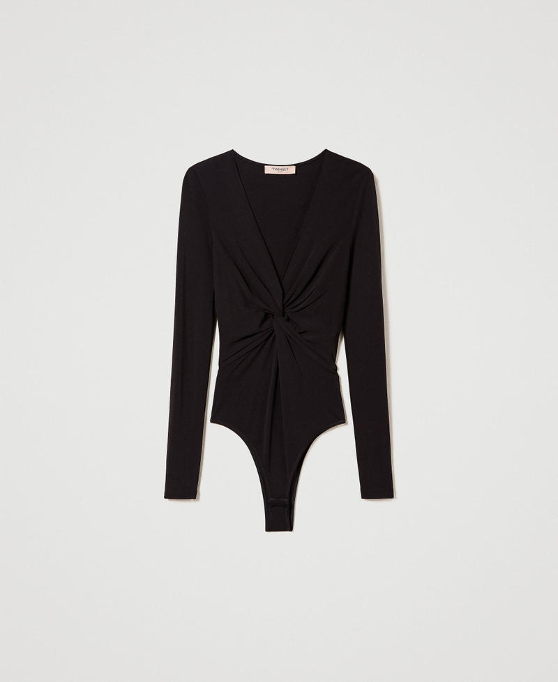 Evoni Body da donna a maniche lunghe, in cotone fine, slim fit, da