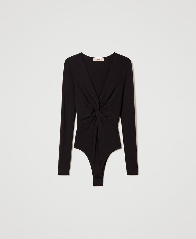 Long sleeve bodysuit with knot Black Woman 241TE2131-0S