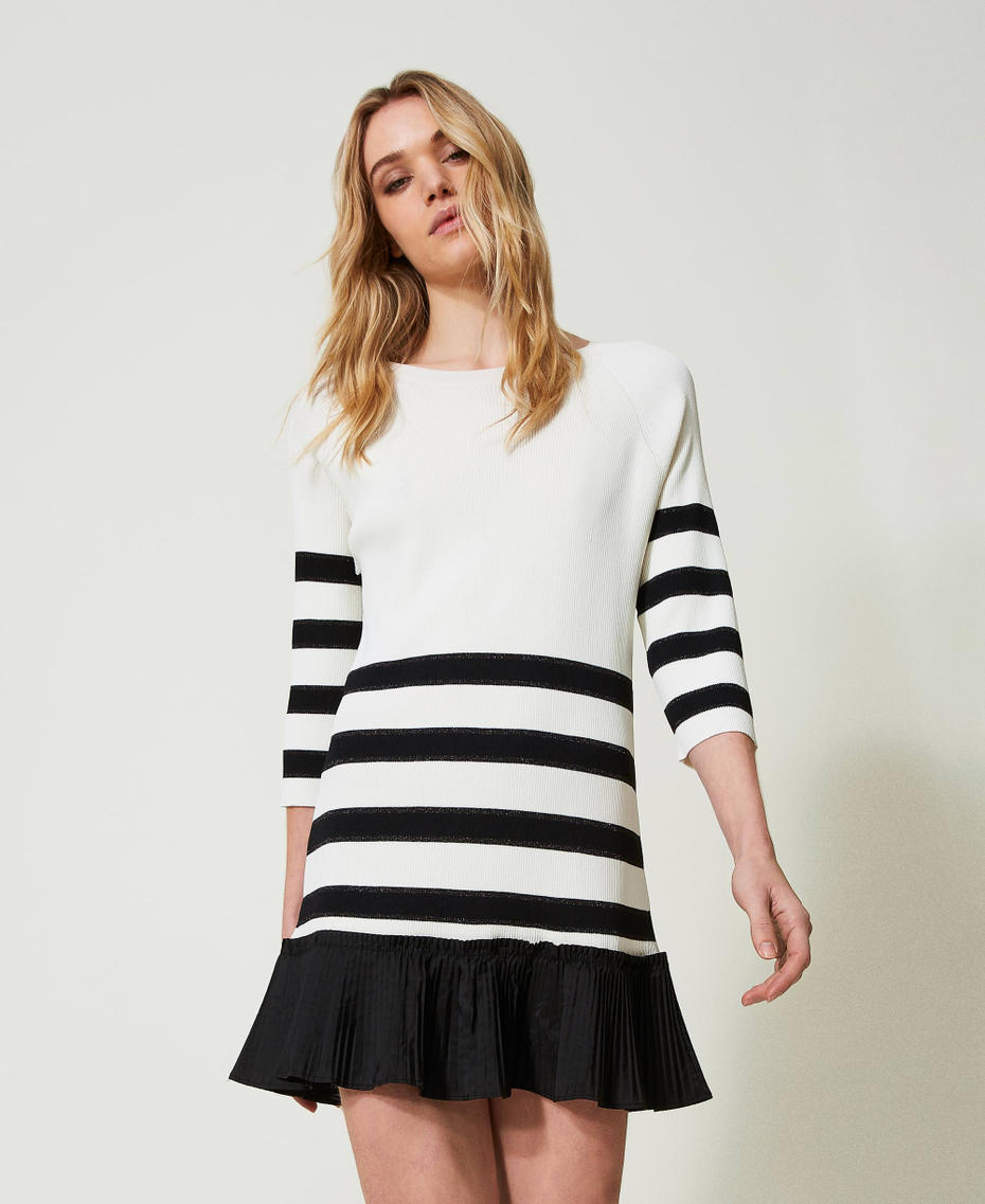Short dress with pleated flounce