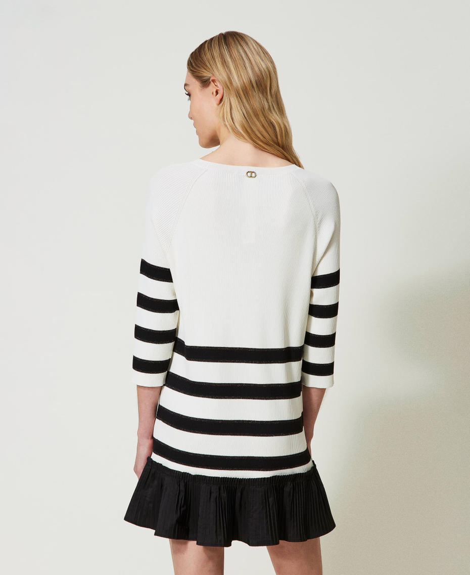 Robe courte avec volant plissé Femme, Noir | TWINSET Milano