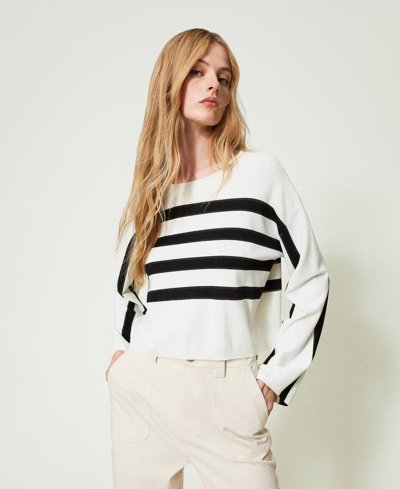 Regular striped jumper Multicolour Black / Snow Woman 241TE3020-01