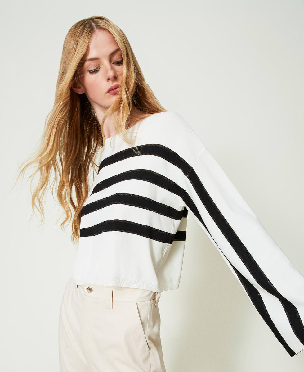Jersey est&aacute;ndar de rayas Multicolor Negro / Nieve Mujer 241TE3020_11507_02