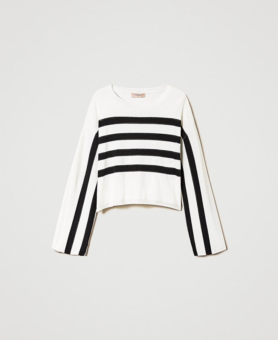Regular striped jumper Multicolour Black / Snow Woman 241TE3020-0S