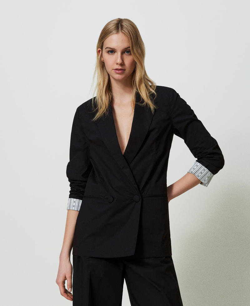 Stretch poplin blazer Black Woman 241TF2010_00006_01