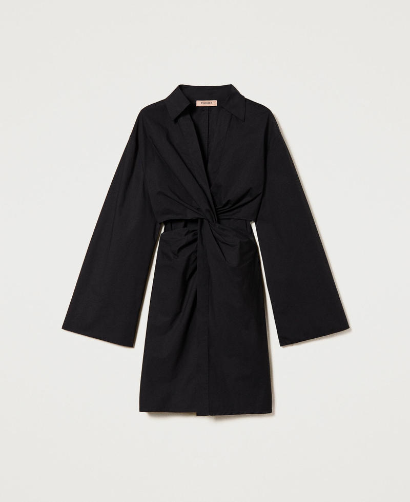 Tunika aus Stretchpopeline mit Cut-outs