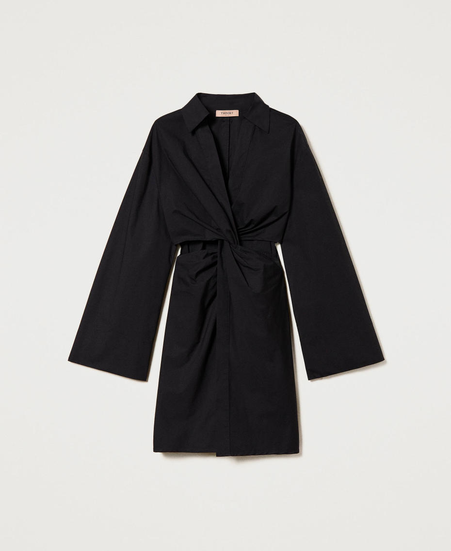 Tunika aus Stretchpopeline mit Cut-outs