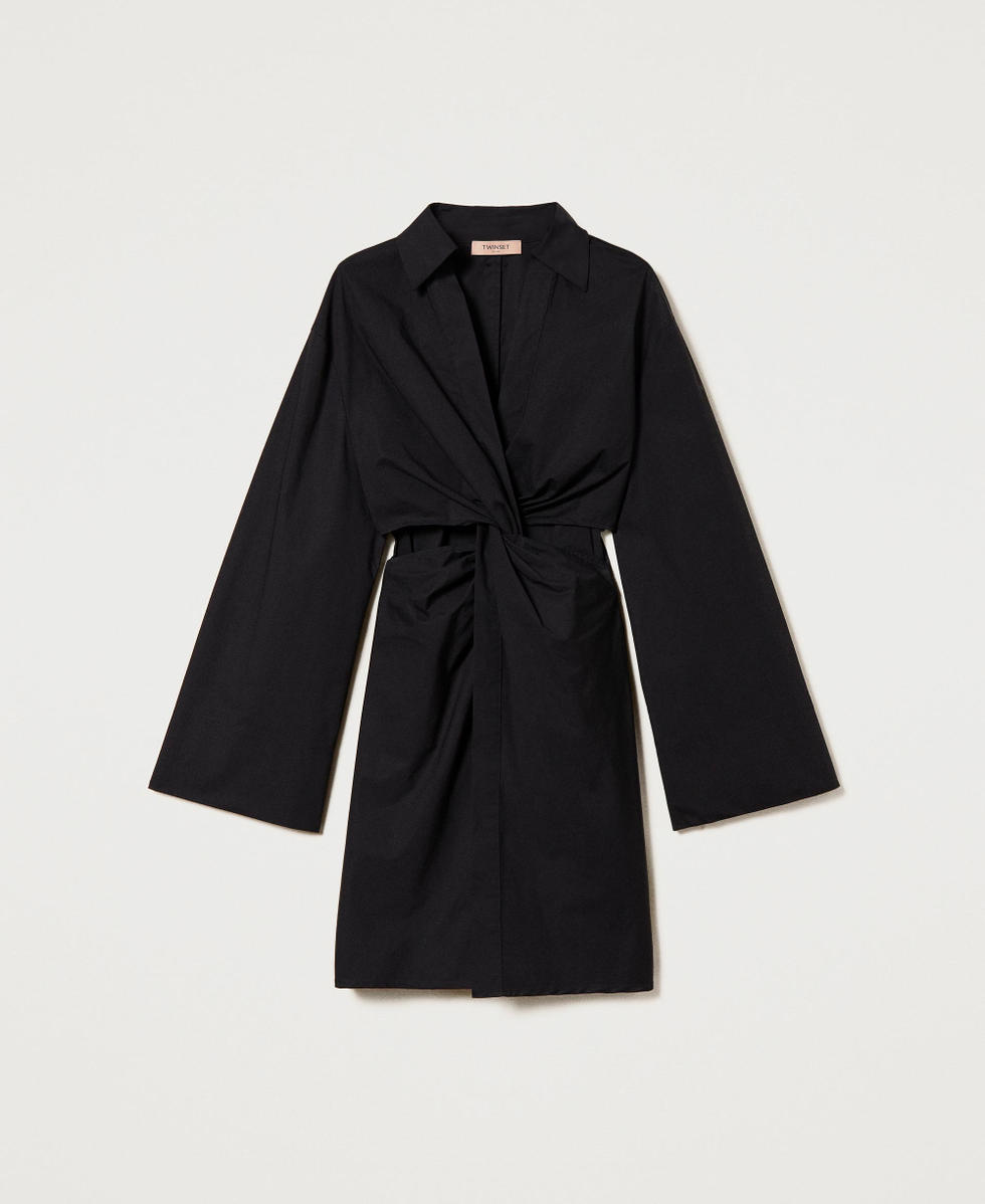 Tunique en popeline stretch avec d&eacute;coupes