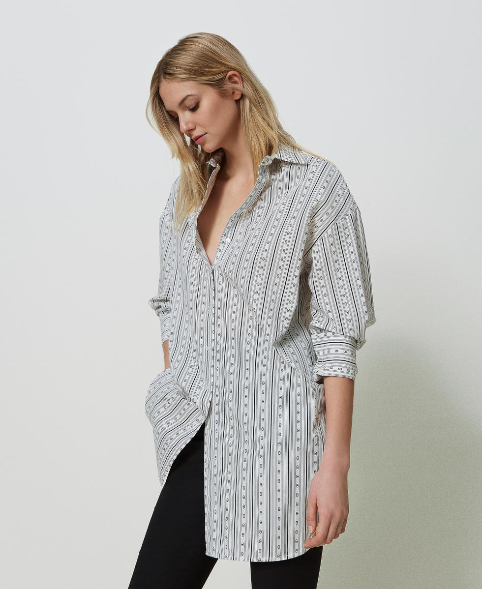 Shirt with stripes and logo print