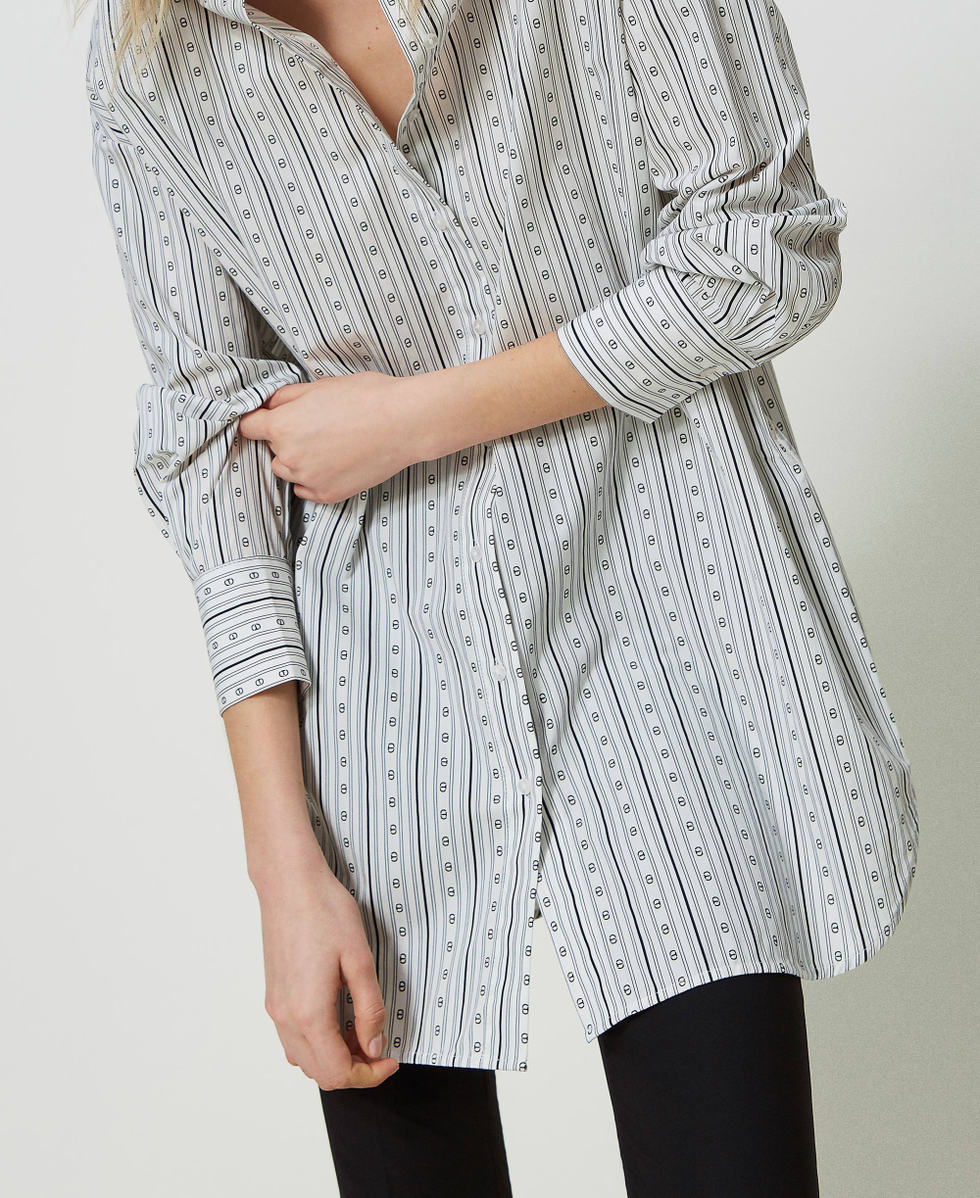 Shirt with stripes and logo print