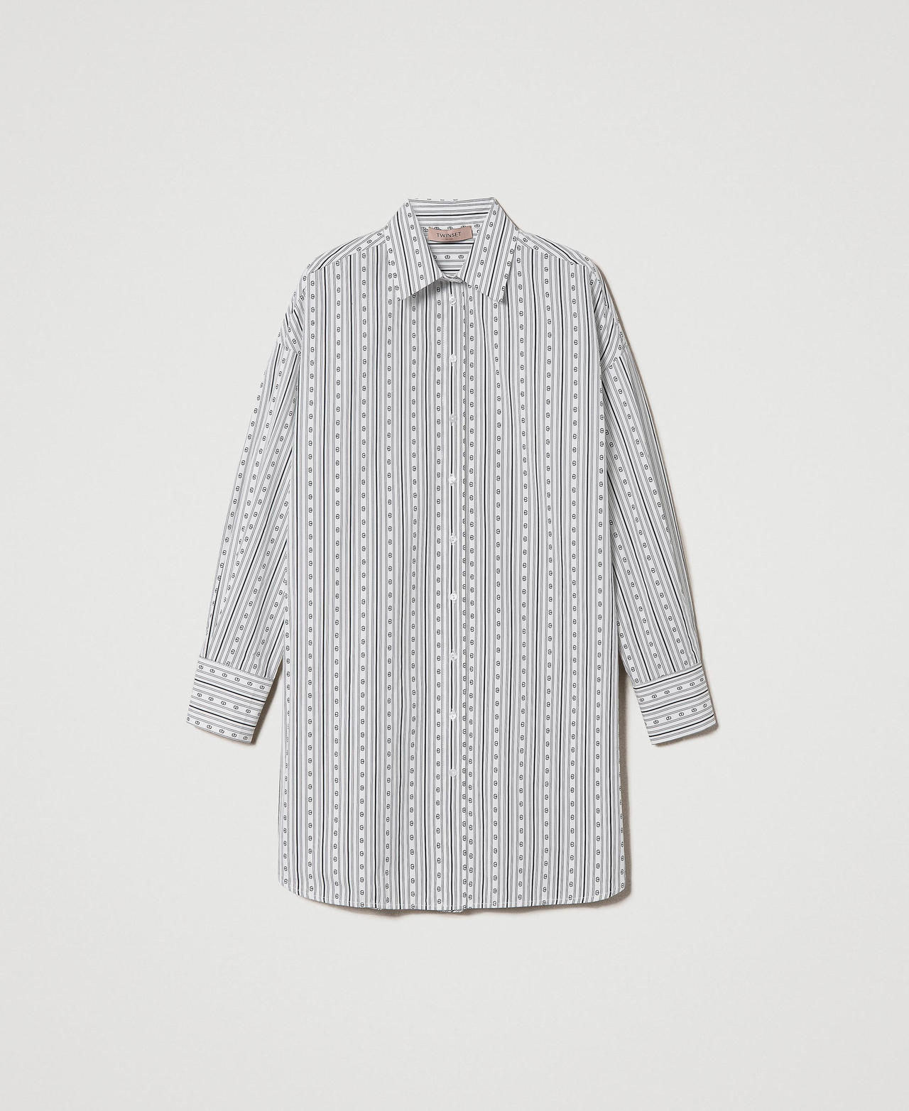 Shirt with stripes and logo print