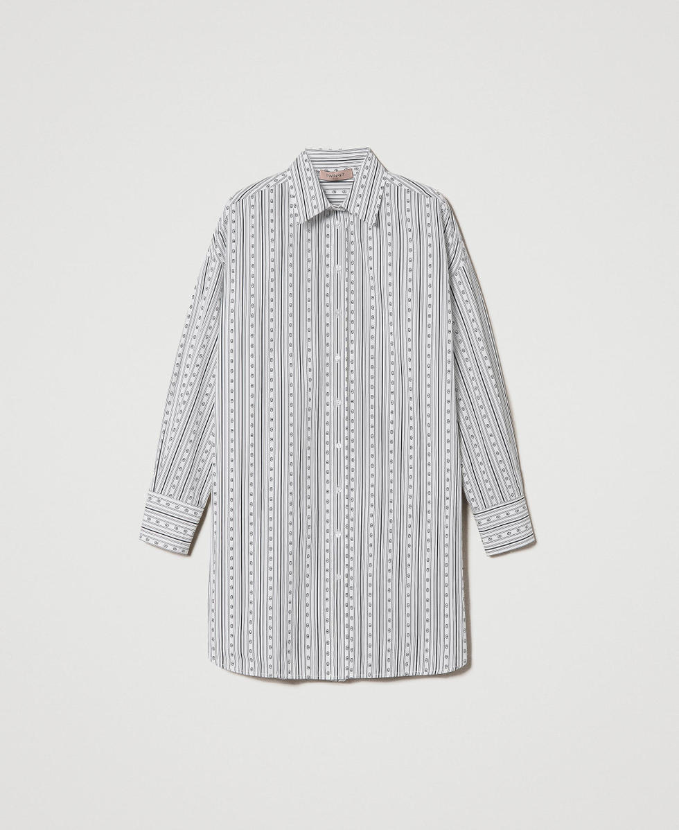 Shirt with stripes and logo print