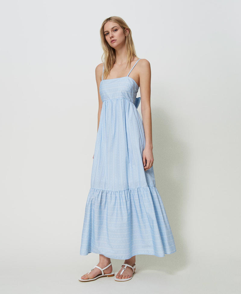 Long dress with stripes and logo print