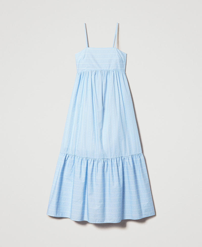 Long dress with stripes and logo print Light Blue / White Monogram Print Woman 241TF2022-0S