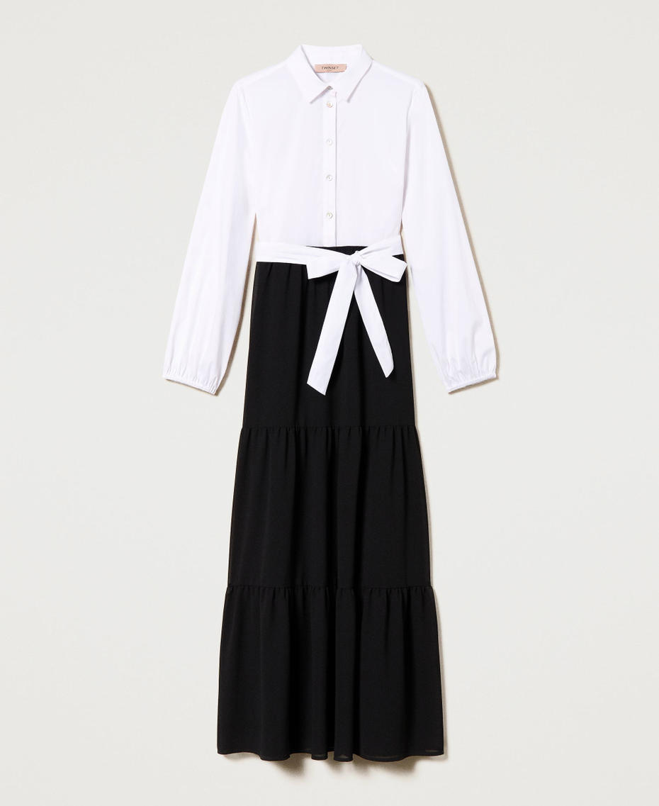 Long poplin dress with flounces