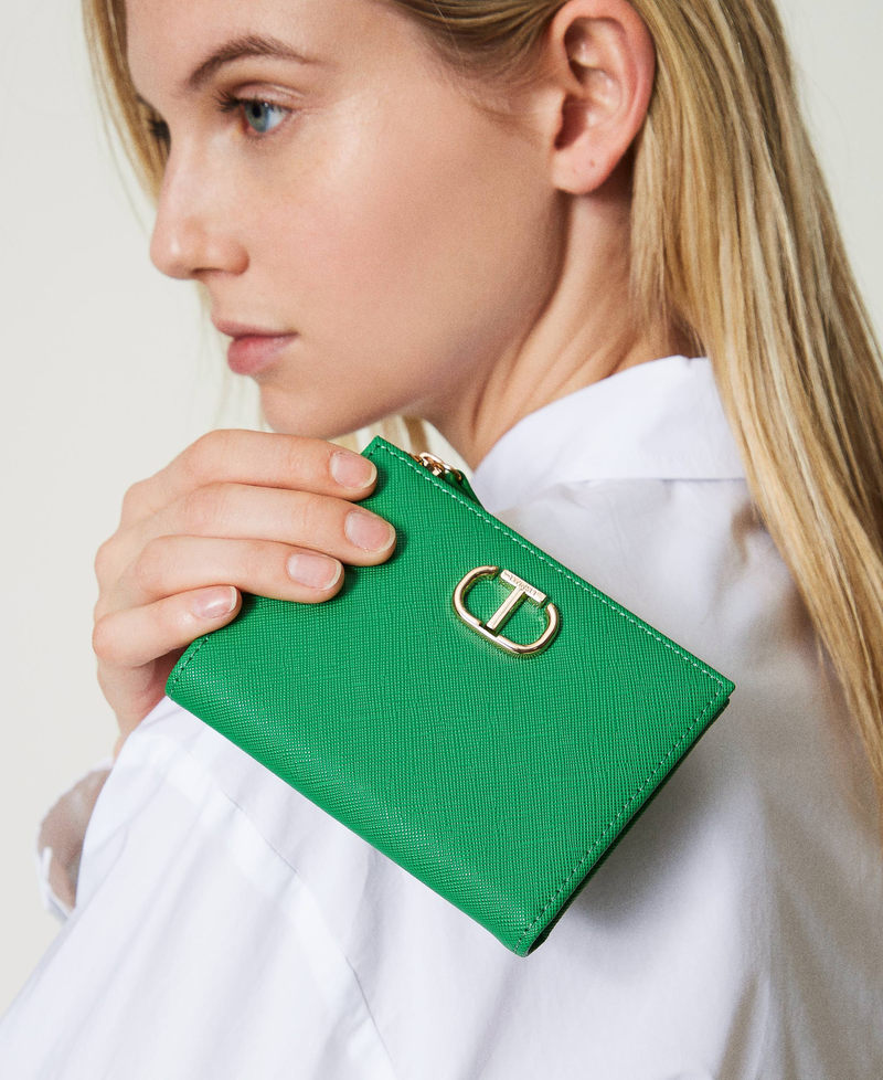Grazioso portafoglio piccolo con fiore verde per donne e