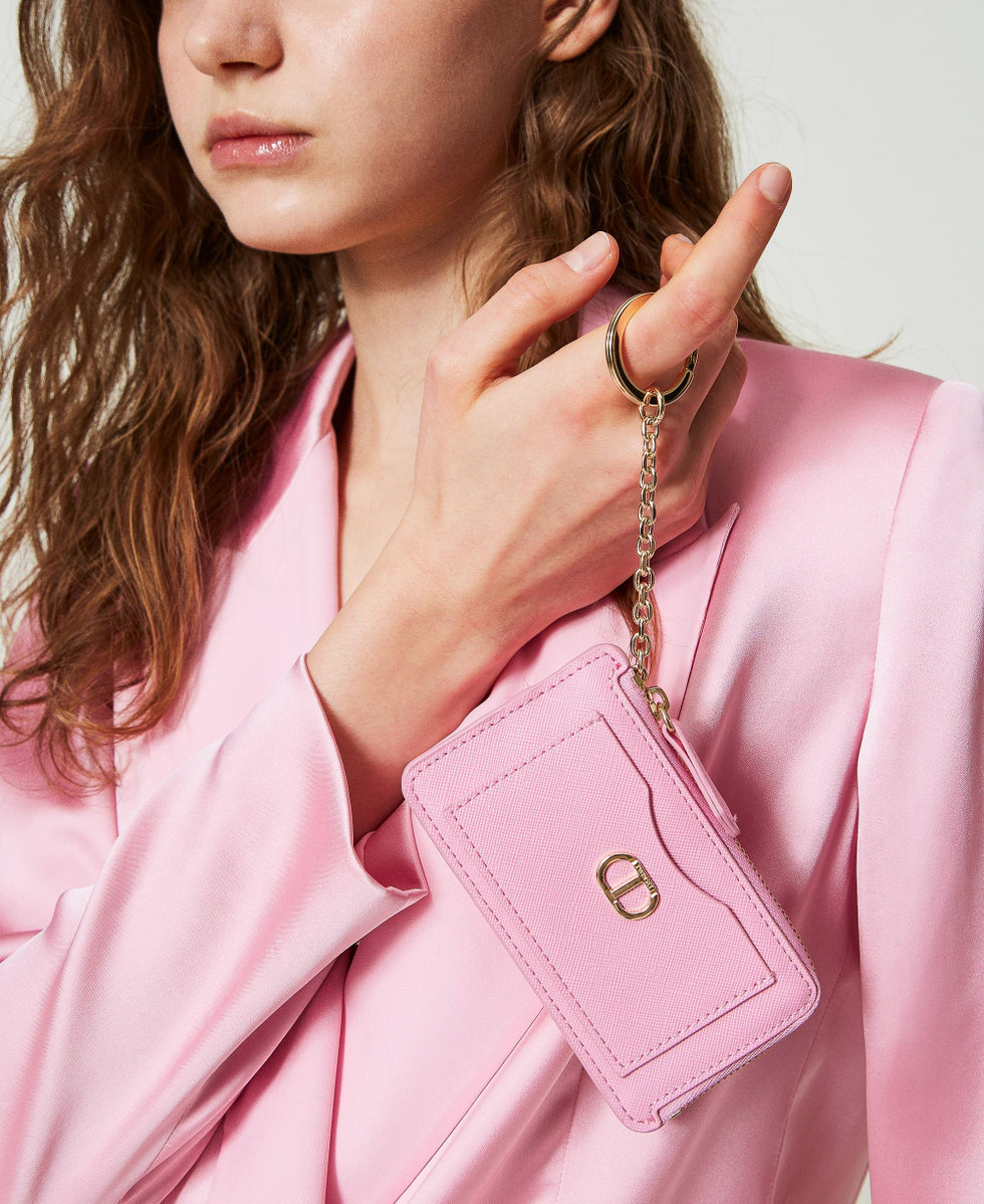 Portacarte con zip e anello portachiavi Rosa "Prism Pink" Donna 241TH7018_06649_S0