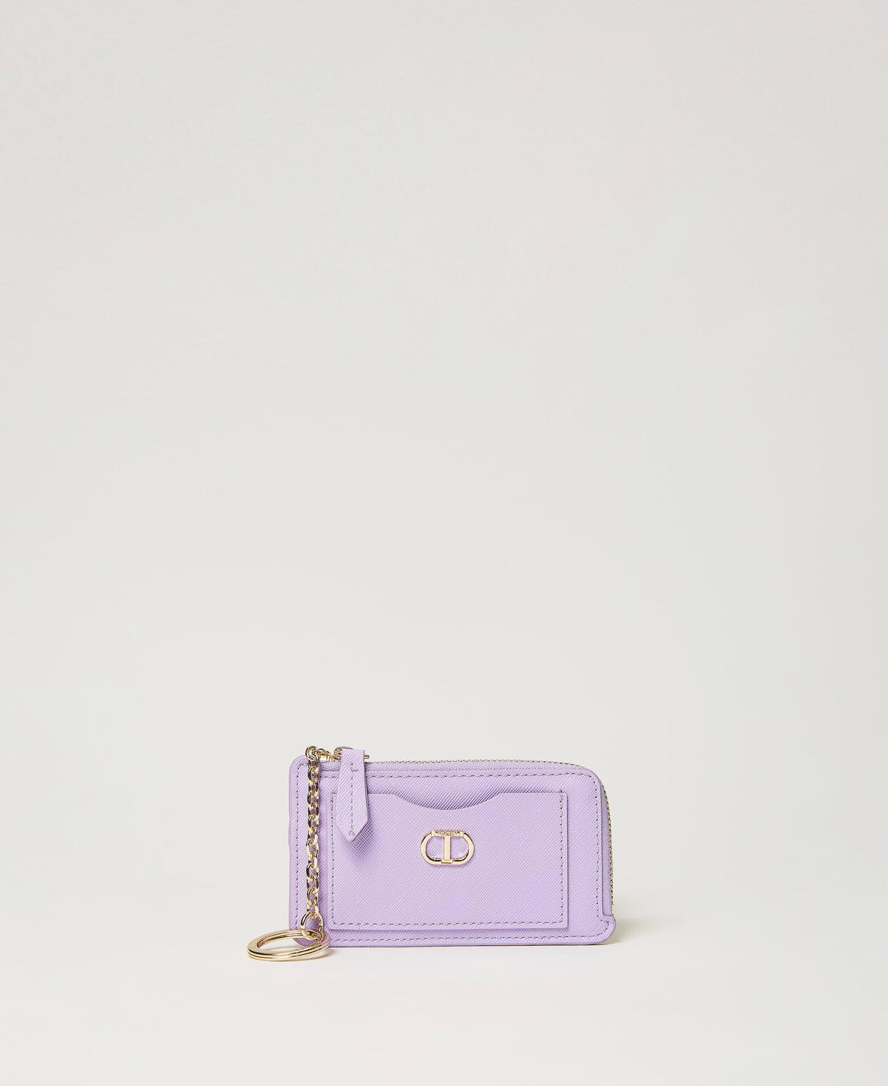 Card holder with zip and keyring Woman Purple TWINSET Milano