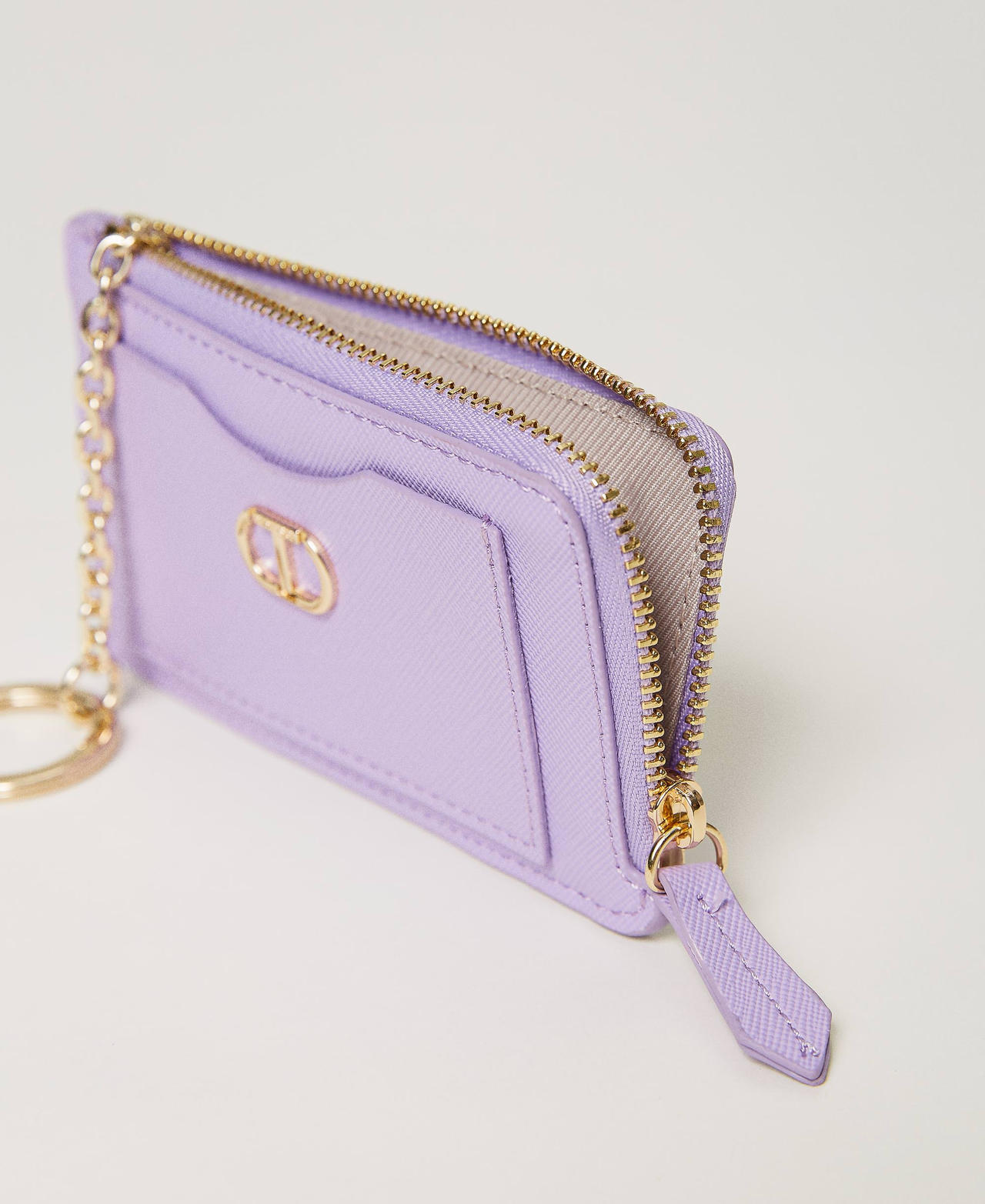 Card holder with zip and keyring “Hyacinth” Purple Woman 241TH7018-03