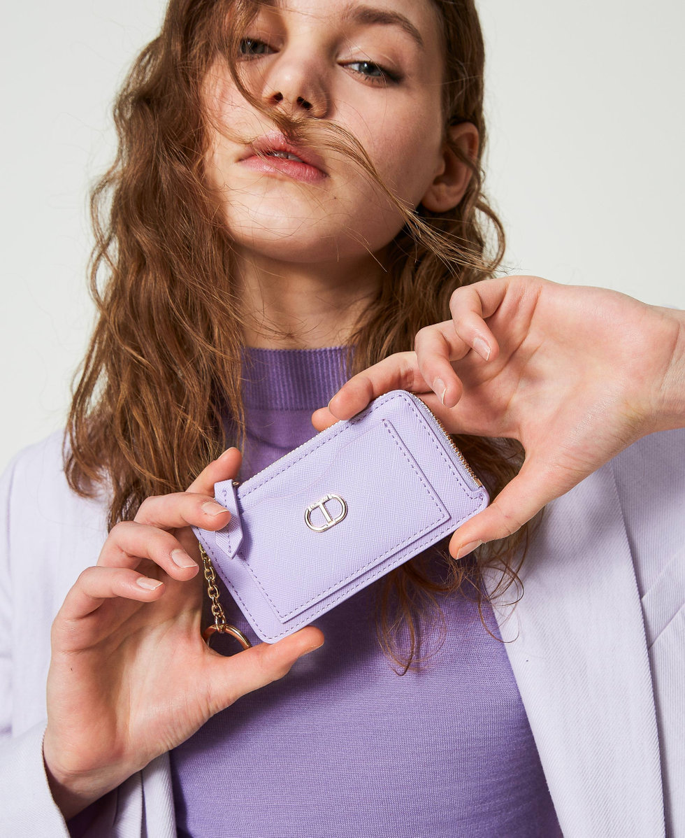 Card holder with zip and keyring &ldquo;Hyacinth&rdquo; Purple Woman 241TH7018_11296_S0