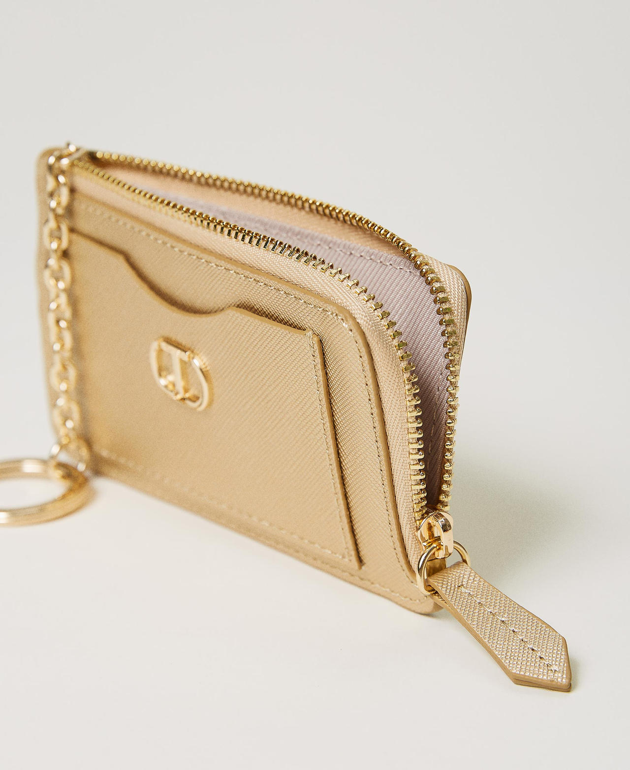 Card holder with zip and keyring