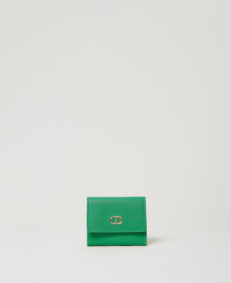 Small wallet with flap and Oval T &ldquo;Flag Green&rdquo; Woman 241TH7019_00928_01