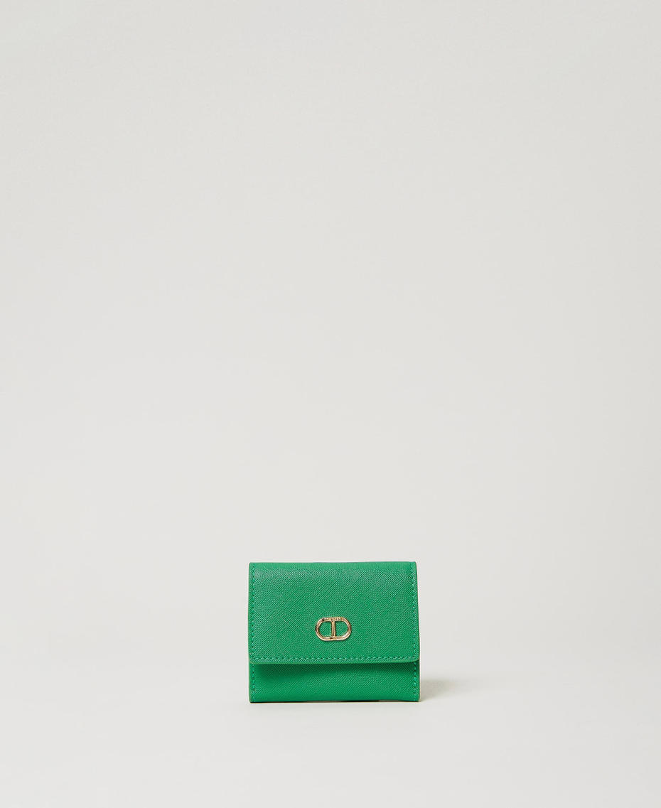 Small wallet with flap and Oval T &ldquo;Flag Green&rdquo; Woman 241TH7019_00928_01