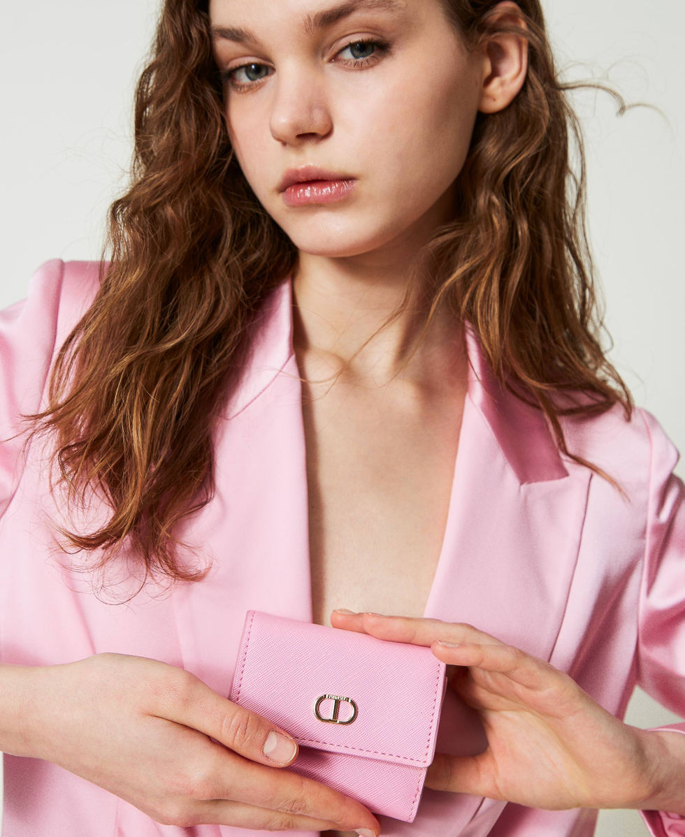Small wallet with flap and Oval T Woman Pink TWINSET Milano