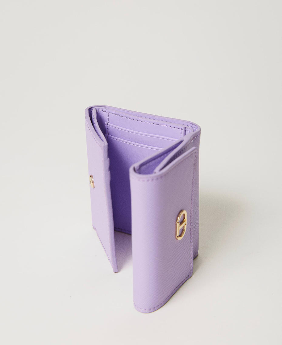 Small wallet with flap and Oval T “Hyacinth” Purple Woman 241TH7019_11296_03