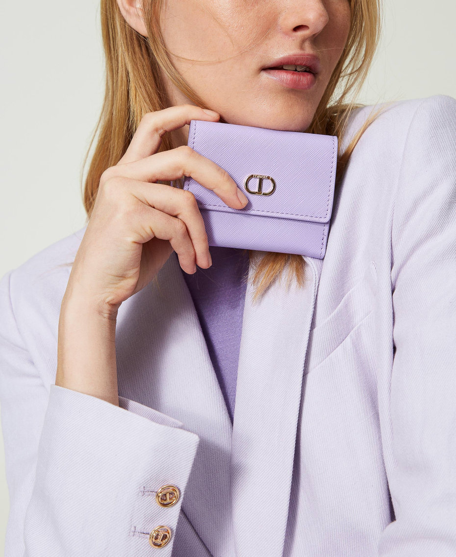 Small wallet with flap and Oval T &ldquo;Hyacinth&rdquo; Purple Woman 241TH7019_11296_S0