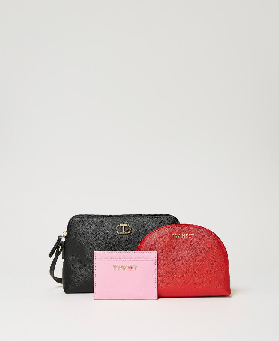 Set a tracolla con astuccio e portacarte Nero Donna 241TH701A_00006_01