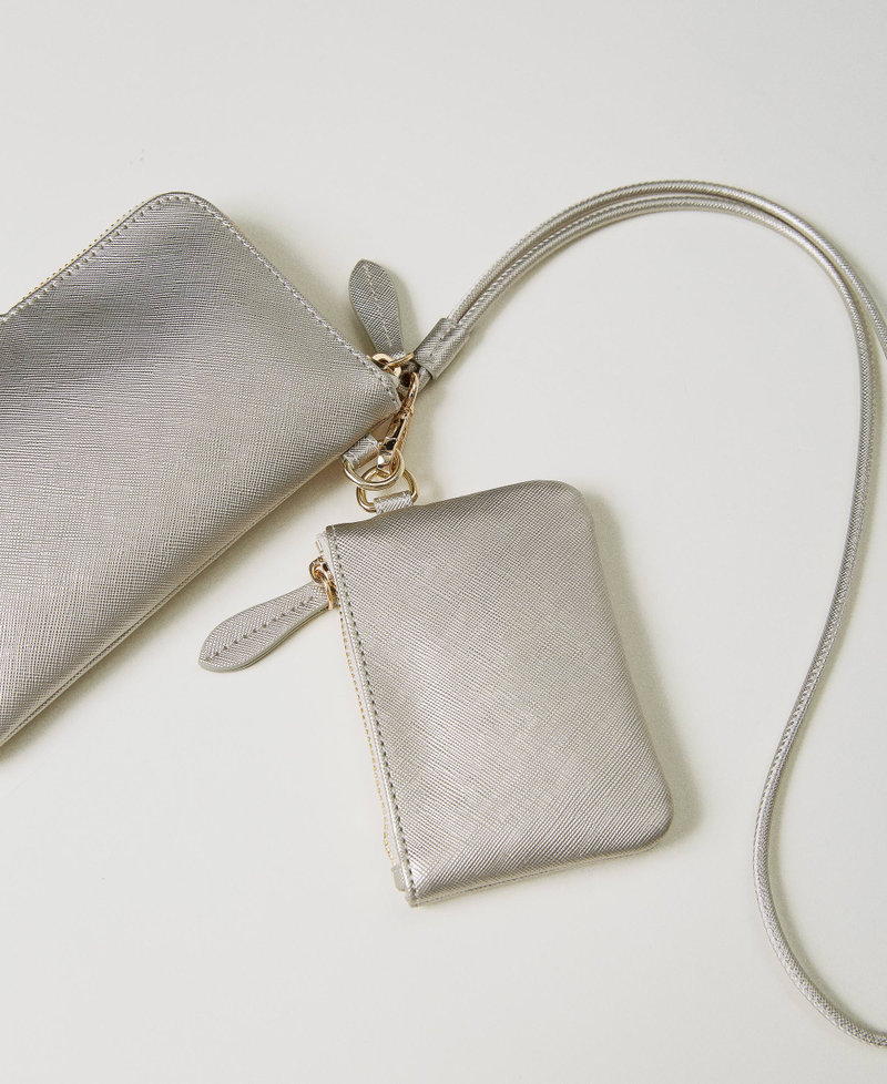 Smartphonetasche und Kartenetui mit Oval T Silber Frau 241TH701D_00995_02